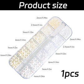 1 Pcs Half Round Nail Pearls,Multi Size Flat Back Pearls for Nails,White & Beige Pearl Beads for Face Nail Art Design DIY Crafting Party Daily Wedding