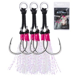 Goture Fishing Assist Hooks, Glow Jigging Double Assist Jig Hooks Kit Saltwater for Slow Pitch Fast Fall Vertical Jigging Lures