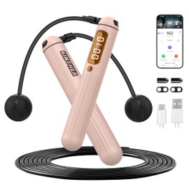 KINTHEA 2 in 1 Smart Jump Rope, APP Control & Data Record, Cordless Jumping Rope with Counter for Women, Men, All Age, Adjustable Skipping Rope for Cardio Fitness in Limited Home Space & Outdoor