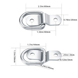 D Ring Lashing Eyelet, 6 Pieces Eye Plate, Lashing Straps Tension Rings, Load Securing D Rings, Eyelets Stainless Steel for Motorhome Accessories, Camping Equipment, Car Trailer, Kayak