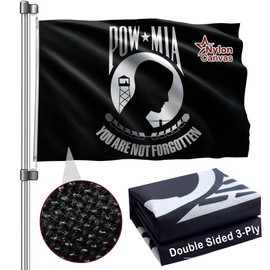 Pow Mia Flag 4x6 Ft Double Sided 3Ply Heavy Duty Nylon Canvas With Brass Grommets You Not Forgotten Military Banner Vivid Color UV protection Fade Resistant for Indoor Outdoor