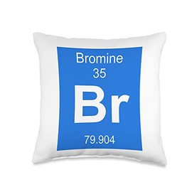Funny Periodic Table Chemical Elements Bromine Element Costume Periodic Table Chemistry Fun Throw Pillow, 16x16, Multicolor