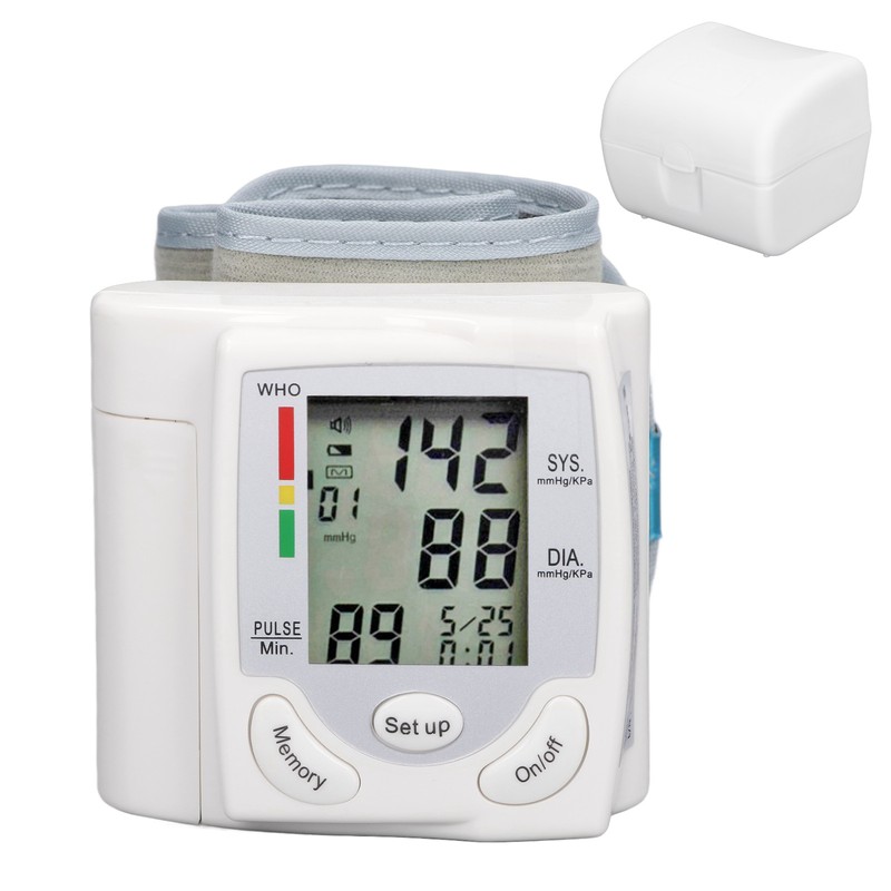 Wrist Blood Pressure Monitor Adjustable Cuff Large LCD Display Digital