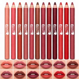 FORSEEKUP Lip Liner Set,Matte Nude Pink Brown Lip Pencils,01-12PCS