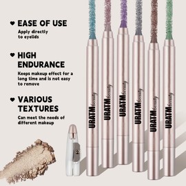 Qeetvia Purple Eyeshadow Stick Makeup, Cream Shimmer Eye Shadow Pencil Make up, Waterproof Hypoallergenic Long Lasting Eyeliner, Glitter Primer Palette Smooth Crayon