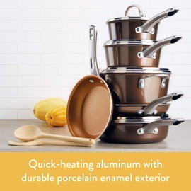 Ayesha Curry Home Collection Nonstick Wok/Stir Fry Pan/Wok Pan - 14 Inch, Brown Sugar