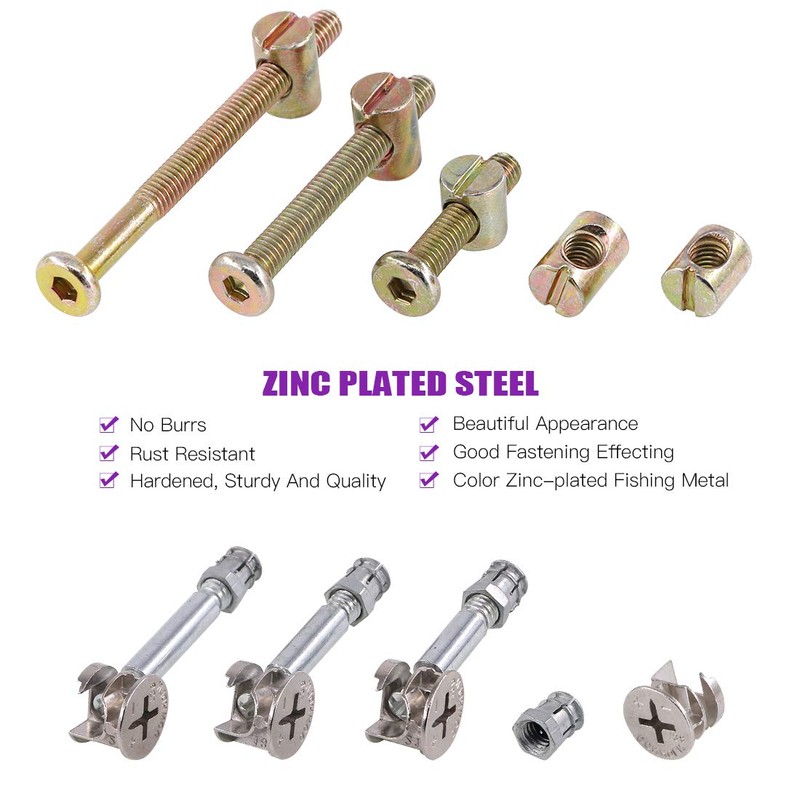 125Pcs 3 in 1 Furniture Cabinet Fixing Screw Locking Cam