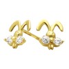 14K Yellow Gold Bunny Face Screwback Stud Earrings