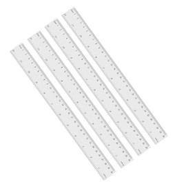 Paquete de 4 reglas de plstico transparente, reglas mtricas de 11.8 in, regla recta de 12 pulgadas a granel para aula, escuela, oficina (4)           
