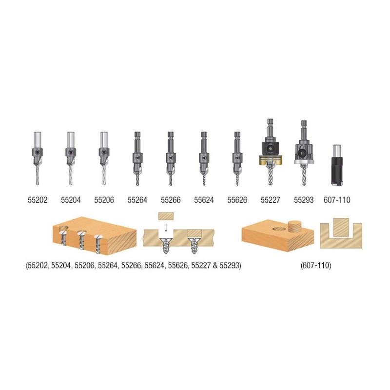 Amana Tool AMS-623 3-Pc Carbide Tipped Countersink Set Round Shank
