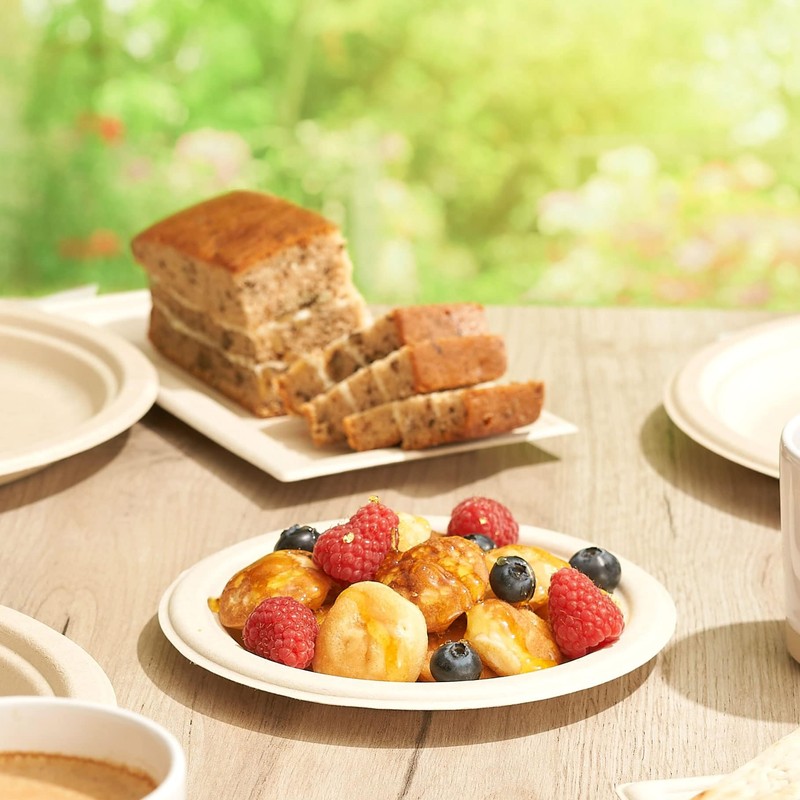 HAAGO Sugarcane Bagasse Disposable Plates for Birthdays, Weddings, Parties -