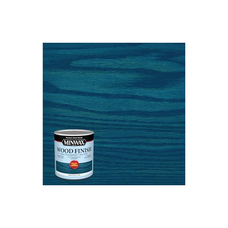 Minwax® Wood Finish® Water-Based Semi-Transparent Color Stain, Marine Blue, 1