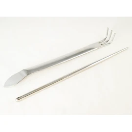 Japanese Stainless Bonsai Root Rake with Spatula + 9" Repotting Stick - Multi-Function Gardening Tool