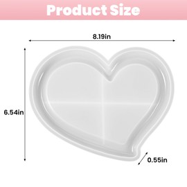 Heart Shape Resin Tray Mold, Multi-Purpose Concrete Molds, Candle Holder Storage Molds for Tray Container Making DIY Art Home Table Decoration