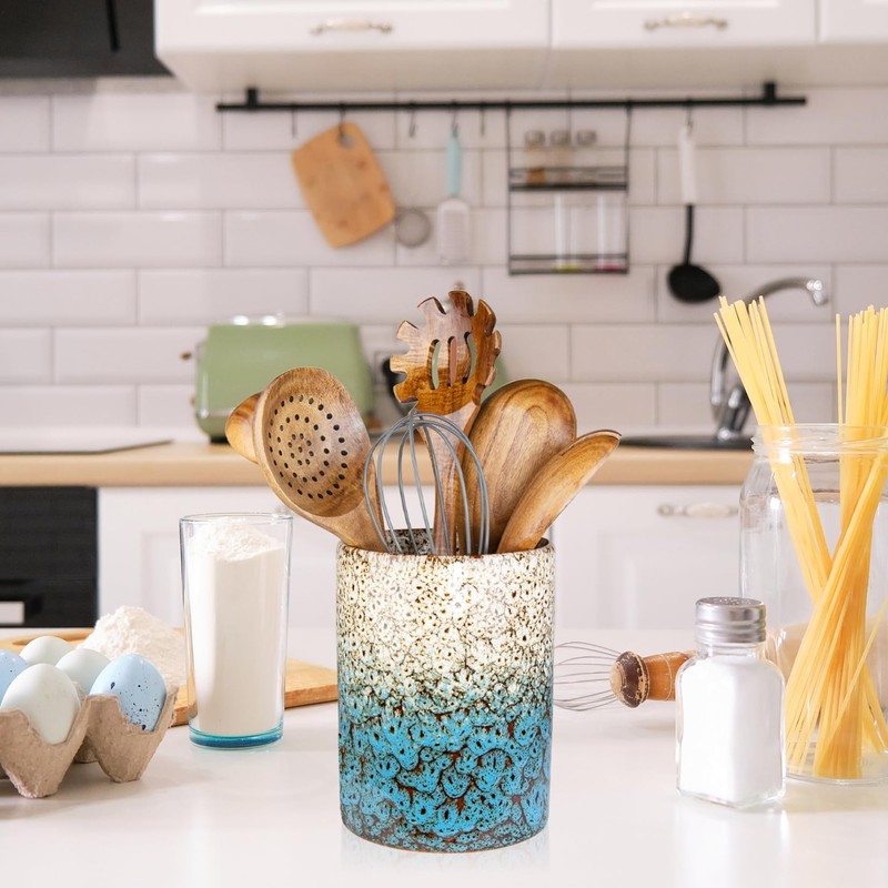 YINUOWEI Utensil Holder, Ceramic Kitchen Utensil Holder for Countertop, Large
