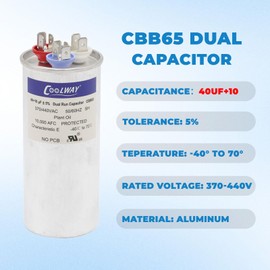 40/10 uF 40+10 MFD ±5% 370V or 440V Dual Run Start ac Capacitor for Motor Start or Heat Pump, Condenser, Pool Pump