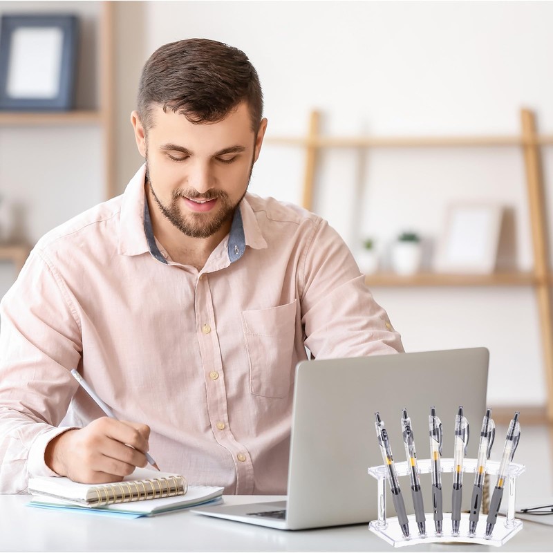 sourcing map 4 Pack Plastic Pen Holder, 6-Slot Acrylic Pen