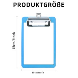 Pack of 4 Clipboards, 10 x 15 cm / 4 x 6 inches, Plastic, Colourful, Small Clipboard with Metal Clip, Mini Clipboards for Office Staff, Students, Notepad, Teacher's Clipboard (Black, Orange, Blue