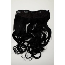 WIG ME UP - WH5008-180C-1 Clip-In Extension, Wide Back of Head, 5 Clips, Curly Curls, Black, Jet Black, Heat Resistant