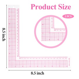 TIESOME 2 Pieces L-Square Rule Clear Sewing Ruler, Plastic Measure Tailor Ruler 90 Degree Clear Sewing Ruler Square Framing Measuring Tool Fabric Sewing Measuring Supplies for Pattern Making