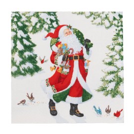 Caspari Woodland Santa Recycled Luncheon Napkins - Includes 4 Packs of 20 Luncheon Napkins