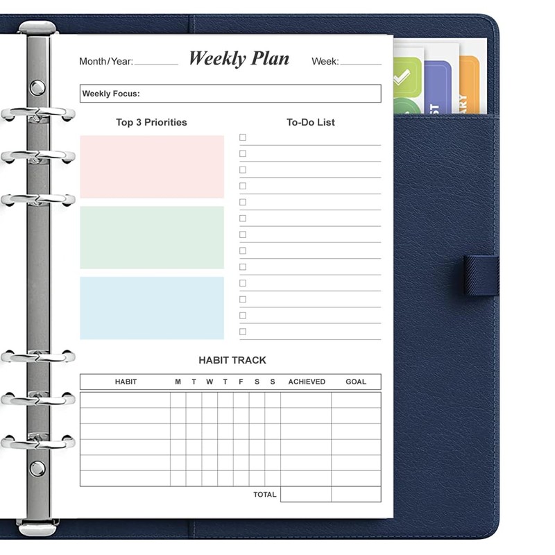 Weekly Planner Refills for A5 Binders - 53 Sheets/106 Pages