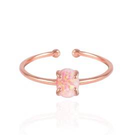 MUSTHAVE 18K Rose Gold Plated Opal Ring, White/Green/Pink, Adjustable Size (Rose Gold)