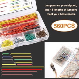 Sunxeke 560Pcs Breadboard and Jumper Wire kit PCB Circuit Board Assortment,14 Different Lengths Breadboard Jumper Wires with Breadboard and Tweezers,Suitable for Electrical DIY Experiments