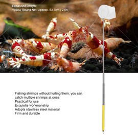 Small Aquarium Fish Net, Telescopic Pole Fish Shrimp Catch Skimming Net with Extendable Long Handle for Fish Tank Fry Crystal Shrimp (Circular net)
