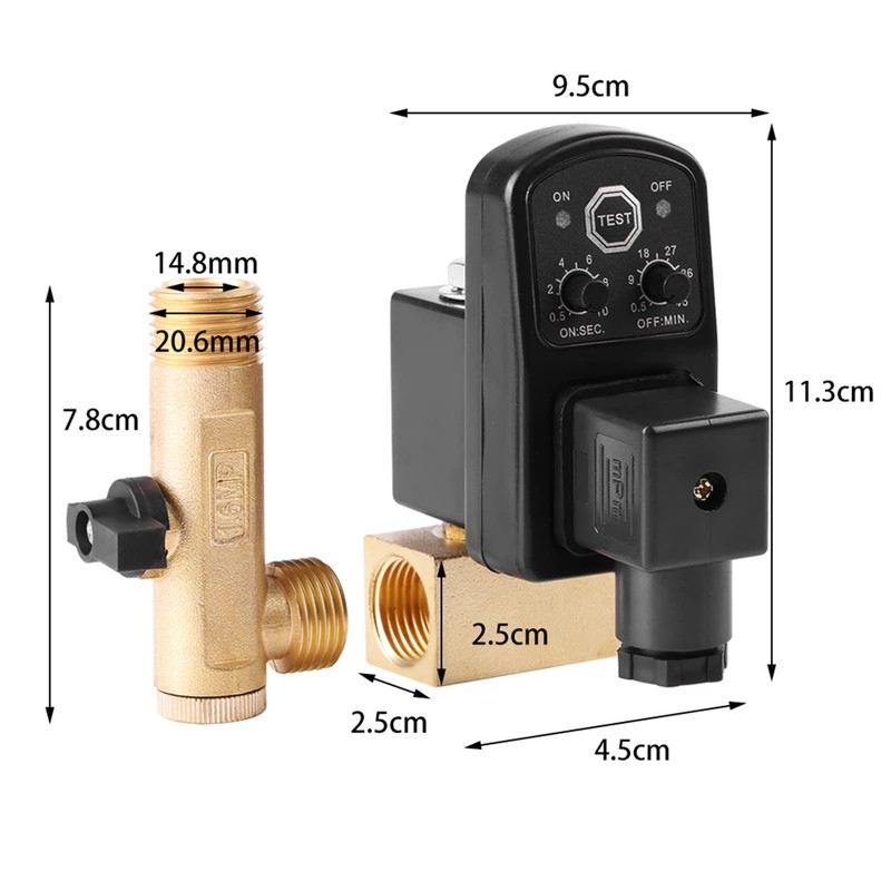 Automatic Drain Valve, G1/2 DN15 Automatic Electronic Timed Drain Valve