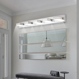 5-Light LED Modern Bathroom Vanity Light Fixture Matte Chrome Modern Acrylic Bathroom Wall Lighting Over Mirror Cool White 6000KLamp Power(W): 40