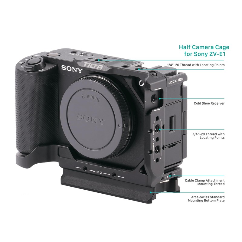 Tilta ZV-E1 Cage,Half Camera Cage Compatible with Sony ZV-E1 Lightweight