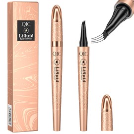 LINXINS Eyebrow Pencil, 3D Waterproof Microblading Eyebrow Pen 4 Fork Tip Tattoo Pencil Long-Lasting Defined Brow Natural Makeup Easy to Remove (Black)