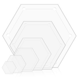 BOHUIZ 6Pcs Hexagon Quilting Templates, 1 Inch, 1.5 Inch, 2 Inch, 3 Inch, 4 Inch, 5 Inch with 1/4 Inch Seam Allowance Acrylic Quilting Rulers for Patchwork DIY Sewing Crafting Wall Art