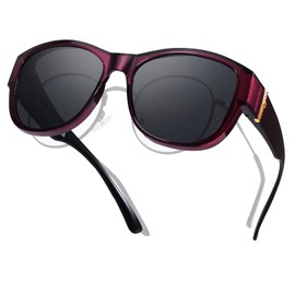 LVIOE Women's Polarised Sunglasses Trendy Sunglasses for Glasses Wearers with UV400 Protection Lenses, A05 Purple/Grey, M