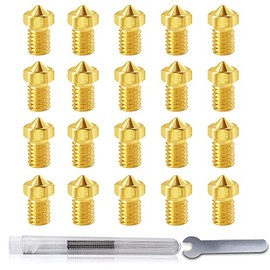 20pcs E3D Nozzles 0.4mm, E3d V6 Nozzle 3D Printer Brass Nozzle Extruder Print Head for 1.75mm Filament for E3D V5-V6 3D Printer, and 5X Cleaning Needle 1x Wrench
