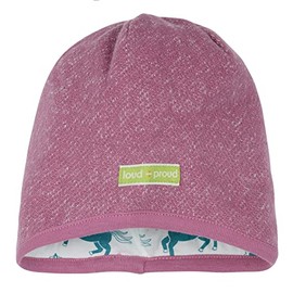 loud + proud Girls' Melange Knitted GOTS Certified Hat, grape