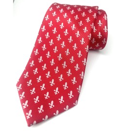 Scott Allan Collection Men's Red Necktie Fleur De Lis Ties for Men | Standard Size Adult Tie | Red- Montreal Canada |