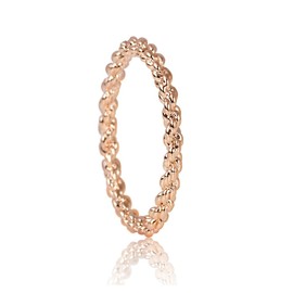 FAIRY COUPLE 18K Rose Gold Plated Brass Twisted Rope Rings for Women, 2mm Dainty Stackable Braided Eternity Band R348 (6.5)
