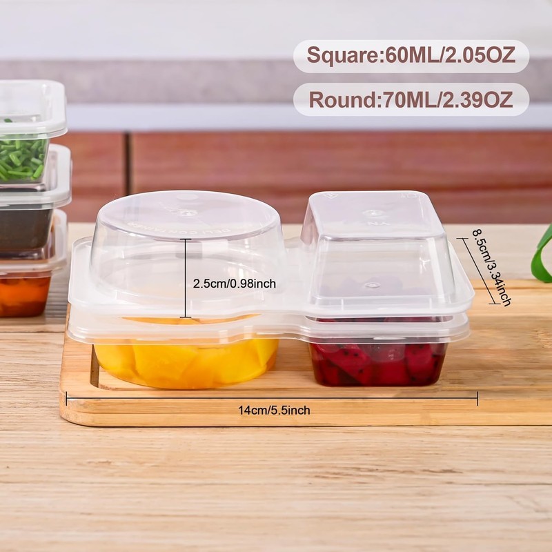 20 Sets Reusable Snack Pack Containers, Double Compartment Snack Containers