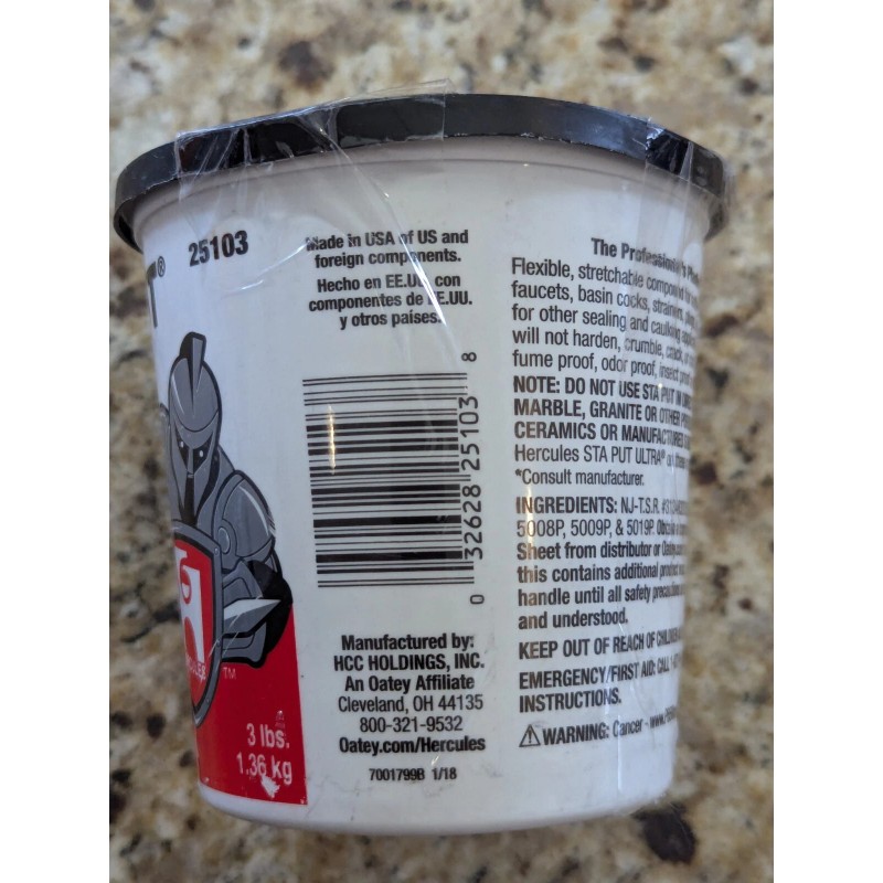 Sta-Put 3lb Plumber's Putty, Plumbers Putty Formula will not Crack