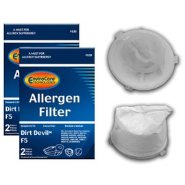 Envirocare Premium - Filtros de aspiradora de repuesto hechos para adaptarse a Dirt Devil F5. Dirt Devil Scorpion - Modelos de aspiradora de mano 08200, 8201, 08210, 08215x 4 filtros