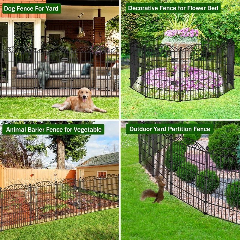 No Dig Decorative Garden Fence 6 Panel with Gate -
