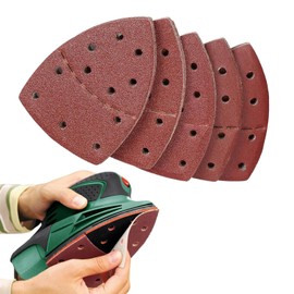Triangle Sanding Pads 40 PCS, Sander Pads Sheets Durable Dust-Free 11Holes Mouse Sander Sandpaper Hook and Loop 40/60/80/120/180 Grits (40)