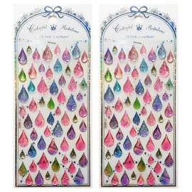 Stickers 2 Sheets Raindrops Stickers Diary Scrap Book Scrapbooking Laptop Computer PC Water Bottle Decor Decoration DIY Beautiful Gift Reward Valentine's Stickers Decals Label Vinyl Cartoon Kids (07)