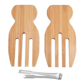 2 Wooden Salad Forks, 1 Clip, Salad Mixing Fork, Wooden Salad Tongs, Salad Mixing Utensils, Kitchen Utensils