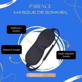 PARENCE - Sleeping Mask - Night Mask with Reinforcement and Nose Notch - Fleece Comfort Mask - 23 x 9 cm