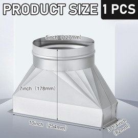 Tandefio 5" Dia Rectangular to Round Duct Transition 3-1/4" x 10" to 5" Galvanized Transition to Round HVAC Duct Adapter Microwave Vent Kit for Range Hood, Exhaust Vent