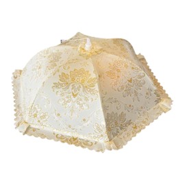 Food Cover, Food Net, Mesh Food Covers for Outside, Picnic Food Covers, Outdoor Food covers to Keep Bugs Away, Foldable and Reusable (Beige - Pale Gold Design)