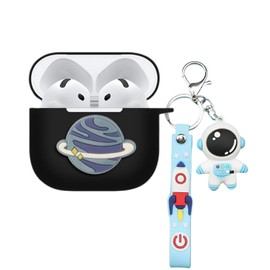 TSVSXS Cute Case Compatible with Airpods 4 with Keychain, Solft Silicone Cartoon Anime Protective Cover Compatible with AirPods 4 with Active Noise Cancellation for Man Woman